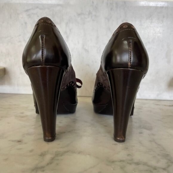 COACH Claudine Peep Toe Lace-Up Platform Heels Vintage 6B - Picture 11 of 16